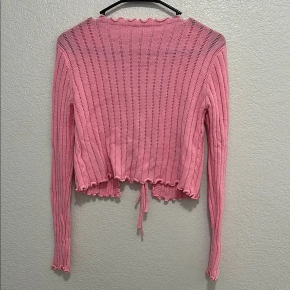 Pink Ribbed Knit Cardigan - Picture 2 of 2